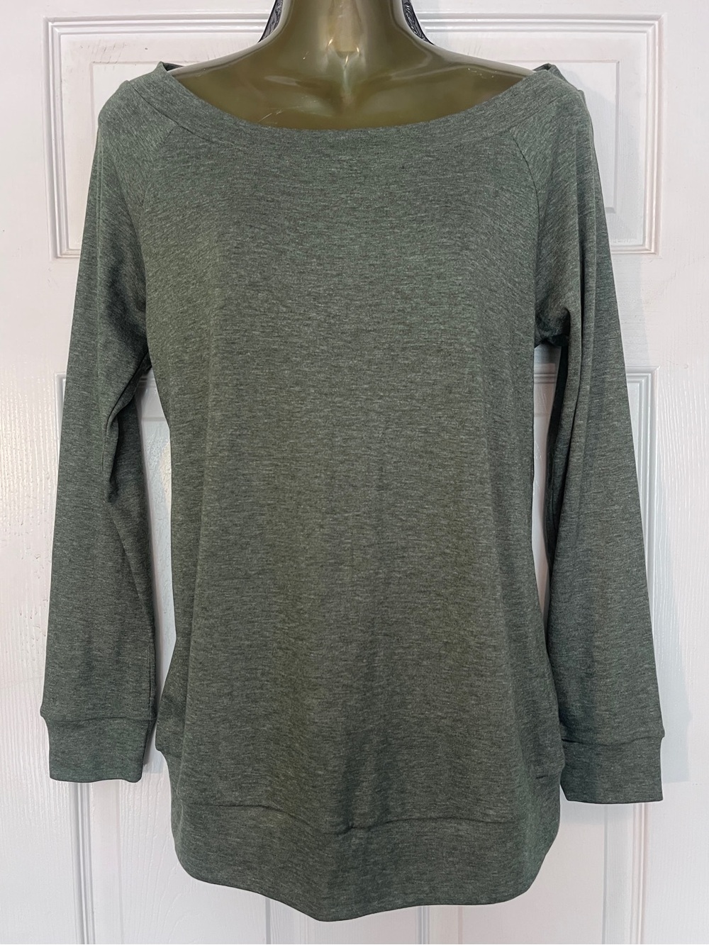 Women's Boatneck Long-Sleeve Tee in Olive Green